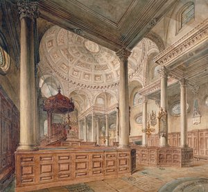 A St Stephen Walbrook templom belső képe, London City, 1811