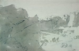 Malomkőbánya Derbyshire-ben, 1801 (ceruza és szépia mosás papíron) alkotó: John Constable