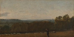 Egy pásztor egy tájban, aki átnéz Dedham Vale-en Langham felé alkotó: John Constable