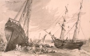 Brightoni tengerparti jelenet két hajóval az előtérben, 1828. május 30 alkotó: John Constable