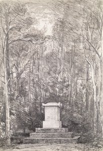 Kenotaph Sir Joshua Reynoldsnak a Coleorton Hallban, Leicestershire, 1823 (ceruzarajz) alkotó: John Constable