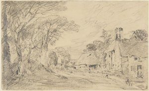 Kunyhó és fák alkotó: John Constable