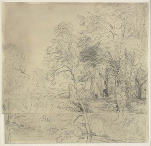 Cowdray kastély, fák között látható alkotó: John Constable