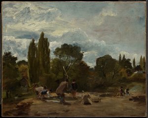 Fehérrépa-fejek cséplése, East Bergholt alkotó: John Constable