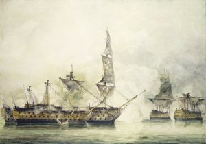 A H.M.S. Victory a trafalgari csatában, 1805, alkotó: John Constable