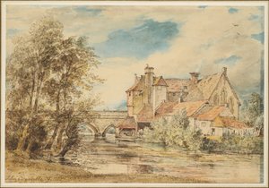 Régi házak a salisburyi Harnam hídon, Szent Miklós ősi kórházával alkotó: John Constable