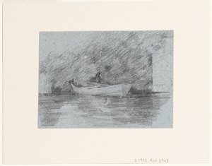 Evezős csónak kikötve egy part alatt alkotó: John Constable