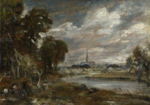 Salisbury katedrálisa a Nadder folyótól, 1829 körül alkotó: John Constable