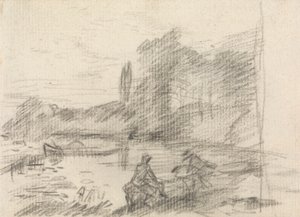 Két alak egy folyó mellett alkotó: John Constable