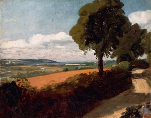 Kilátás az East Bergholtba vezető útról alkotó: John Constable