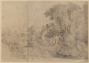 Willy Lotts House, East Bergholt, 1820 körül (fekete kréta, papír) alkotó: John Constable