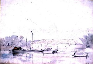 Windsori kastély a folyóról, 1802 (ceruza és vörös kréta és akvarell) alkotó: John Constable