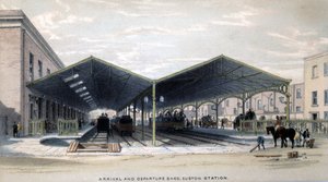 Érkezés és indulás Shed, London, 1839 alkotó: John Cooke Bourne