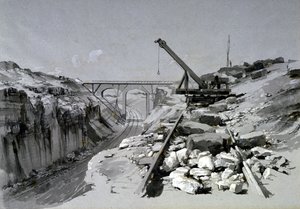 Blisworth Cutting, Northamptonshire, felülről, 1837. július 2. (toll és tinta és mosás papíron) alkotó: John Cooke Bourne