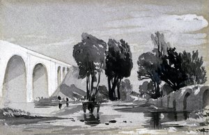 Blythe Viaduct, Hampton-in-Arden, 1838 körül (toll és tinta és mosás papíron) alkotó: John Cooke Bourne