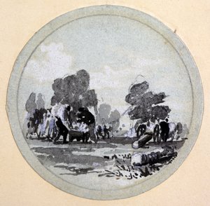 Takarítás, London & Birmingham Railway, 1838 körül (toll és tinta, mosás papíron) alkotó: John Cooke Bourne