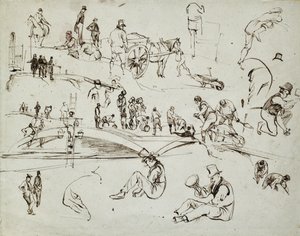 A londoni és birminghami vasút építése, 1835 körül (barna tinta papíron; összetett vázlat)