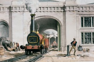 A Locomotive Engine House bejárata, Camden Town, London, 1839 alkotó: John Cooke Bourne