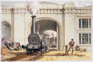 A mozdony gépházának bejárata, Camden Town, London, 1839