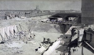 Hampstead Road Bridge, Camden oldaláról, 1836. augusztus 16. (toll és tinta, valamint papírra mosás) alkotó: John Cooke Bourne