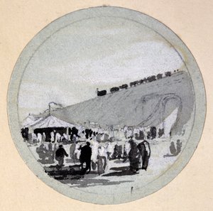 Megnyitás, London & Birmingham Railway, 1838 körül (toll és tinta, mosás papíron) alkotó: John Cooke Bourne