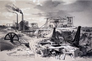 Szivattyúk, szellőzőtengely, Kilsby Tunnel, Northamptonshire, 1837. július 15. (toll, tinta és mosás papíron) alkotó: John Cooke Bourne
