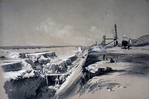 Tring Cutting, Hertfordshire, 1830-as évek (toll és tinta, mosás papíron)