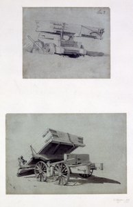 Két példa vagonokat billentő vállalkozókra, 1830-as évek (toll, tinta és mosás papíron)