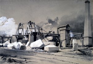 Szellőzőtengely és tekercsmotor, Kilsby Tunnel, 1837. július 18. (toll behelyezése és mosás papíron) alkotó: John Cooke Bourne