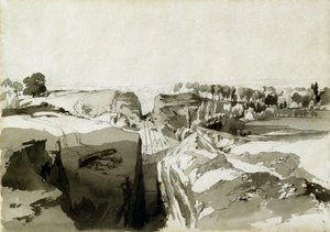 Kilátás az alagút tetejéről, Linslade, Buckinghamshire, 1837. október 12. (toll, tinta és mosás papíron)