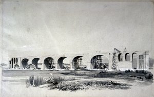 Wolverton Viaduct, 1837. június 30. (toll és tinta, valamint papírra mosás) alkotó: John Cooke Bourne