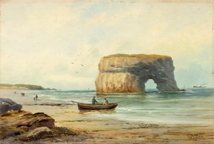 Marsden Rock, 1885-1910 körül (olaj a fedélzeten) alkotó: John Davison Liddell