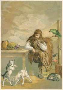 Jelenet a Robinson Crusoe című filmből, Daniel Defoe, 1892