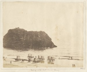 Fürdés a Tenby déli homokon. alkotó: John Dillwyn Llewelyn