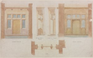 A Holme Eden főbejáratának alaprajza, metszete és alaprajza (tinta és akvarell, papír (papíron)) alkotó: John Dobson