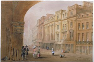 Kilátás a Gray Streetre, Newcastle upon Tyne (bc, tinta és WC papíron) alkotó: John Dobson