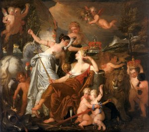 „Egy néhai hercegnő, aki megszemélyesíti a békét, megkoronázva Anglia dicsőségét, tükrözve Európát” (1819)