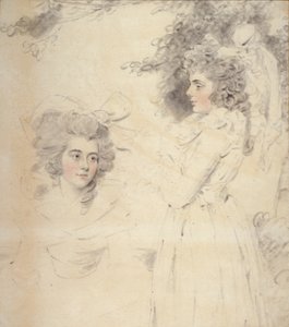 Georgiana, Devonshire hercegnője és Lady Elizabeth Foster portréja (akvarell és ceruza papíron)