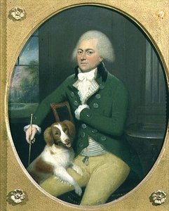 Egy úriember portréja a kutyájával alkotó: John Downman