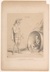 Spotprent találkozott Sir Robert Peellel Sándor és Diogenész (cím a tárgyon) HB Sketches (sorozat címe az objektumon) alkotó: John Doyle