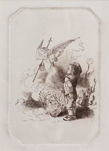 Fiú és angyal (rézkarc) alkotó: John Duncan