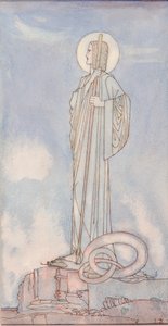 Szent György és a sárkány (toll és tinta) alkotó: John Duncan