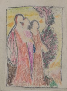 Cím nélkül [Három figura] (ceruza) alkotó: John Duncan