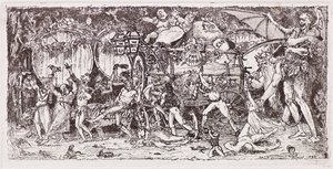 Négy tigris által rajzolt boroshordó alkotó: John Duncan