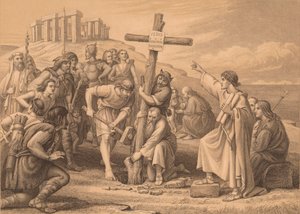„A kereszténység első prédikációja Nagy-Britanniában”, 1900 körül alkotó: John Easton