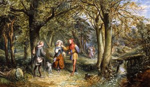 Jelenet az „As You Like It” című filmből: Rosalind, Celia és Jacques az Ardeni erdőben, 1864