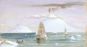 Beaufort-sziget és az Erebus-hegy. Felfedezve 1841. január 28-án alkotó: John Edward Davis