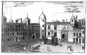 Az Edinburgh-i Parlament és Pénzügyminisztérium perspektivikus képe, A. Bell metszete alkotó: John Elphinstone