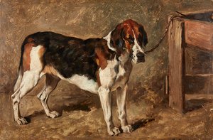 Kutyakutatás (olaj a fedélzeten) alkotó: John Emms