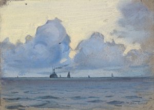 Tengeri táj, 19. század vége - 20. század közepe (akvarell, gouache, grafit, papír) alkotó: John Everett